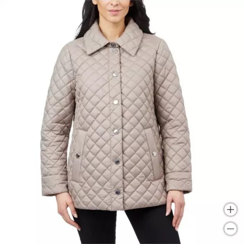 NWT Anne Klein Women's Soft Touch Down Puffer Jacket Size XL Tan  $180 FFF327